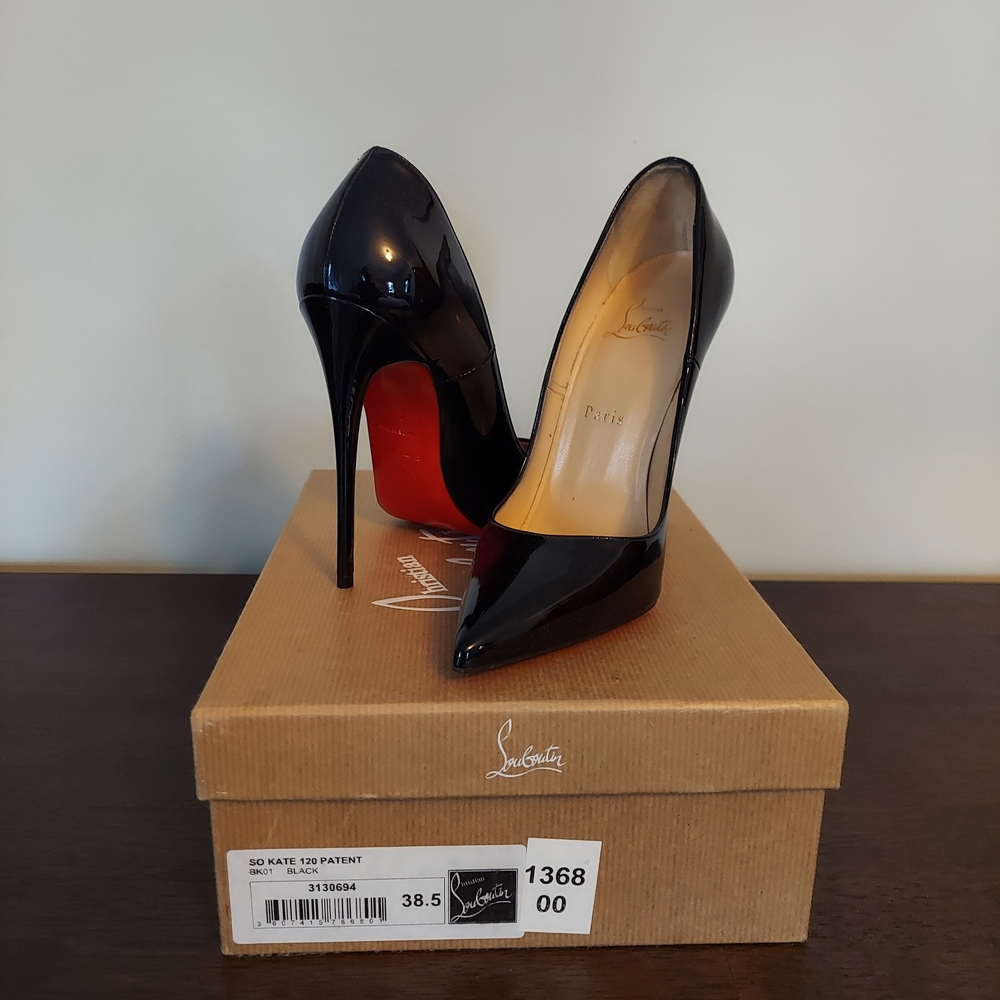 Christian Louboutin Glossy Black Heels with Signature Red Sole
